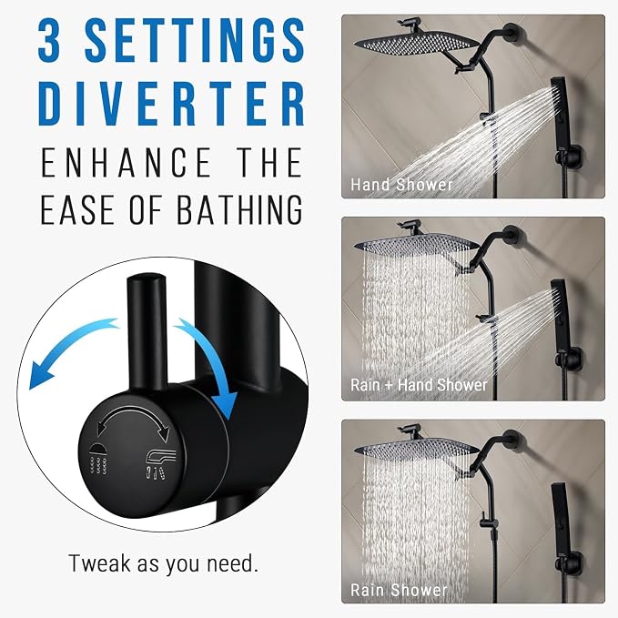 G-Promise Metal Shower Diverter, Handheld Holder Included, 3-Way Diverter - Image 4