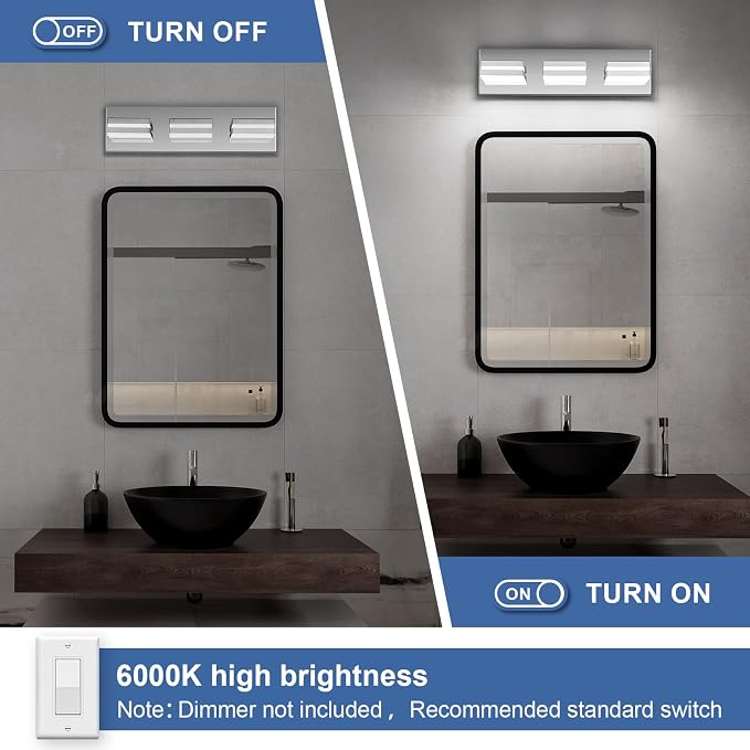 Modern LED Small Bathroom Lights Fixtures, Stainless Steel Chrome Acrylic Wall - Image 6