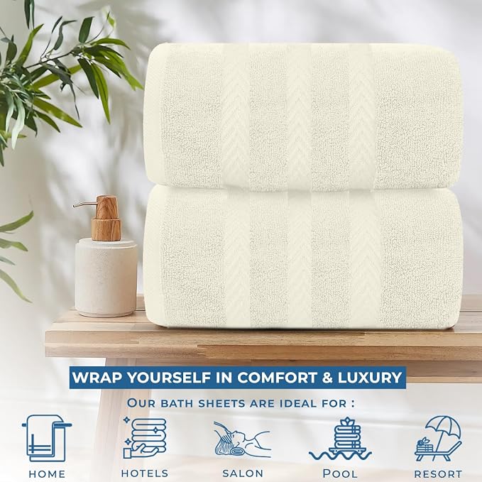 DAN RIVER 2 Pack Luxury Bath Sheets 35x70, 600 GSM, Soft & Quick Dry 100% Ring - Image 6