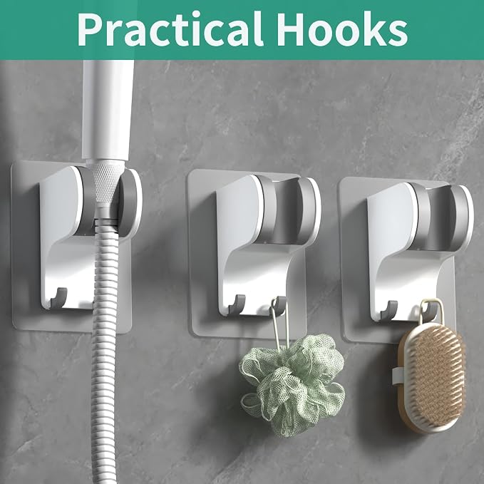 Hand Held Shower Head Holder Wall Mount, Shower Hose Holder Adhesive - Image 3