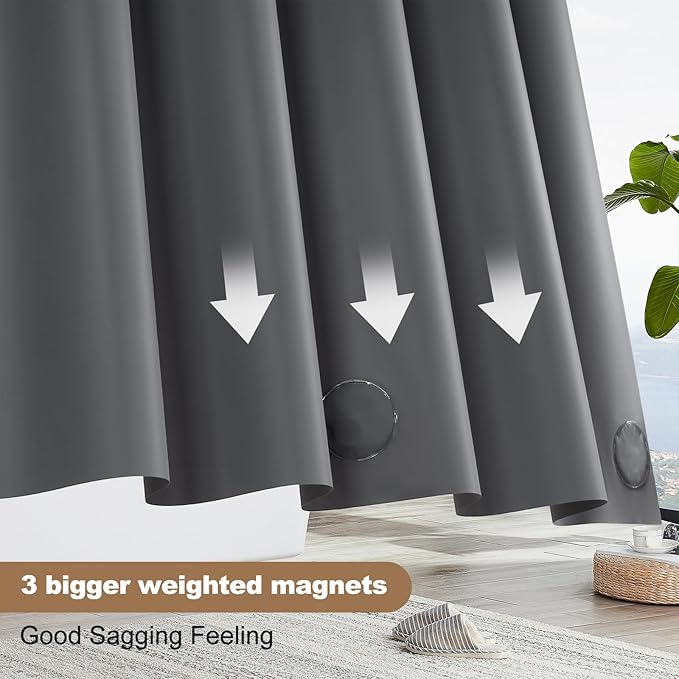 UFRIDAY Dark Grey Stall Shower Curtain Liner Premium PEVA 60 x72 inch, Heavy - Image 4