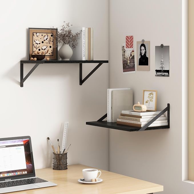 Fun Memories Black Floating Shelves 18 Inch Long, Rustic Floating Shelf - Image 2