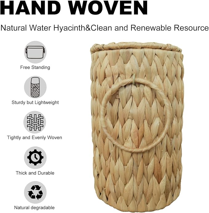 Toilet Paper Basket with Lid, Wicker Basket - Image 7