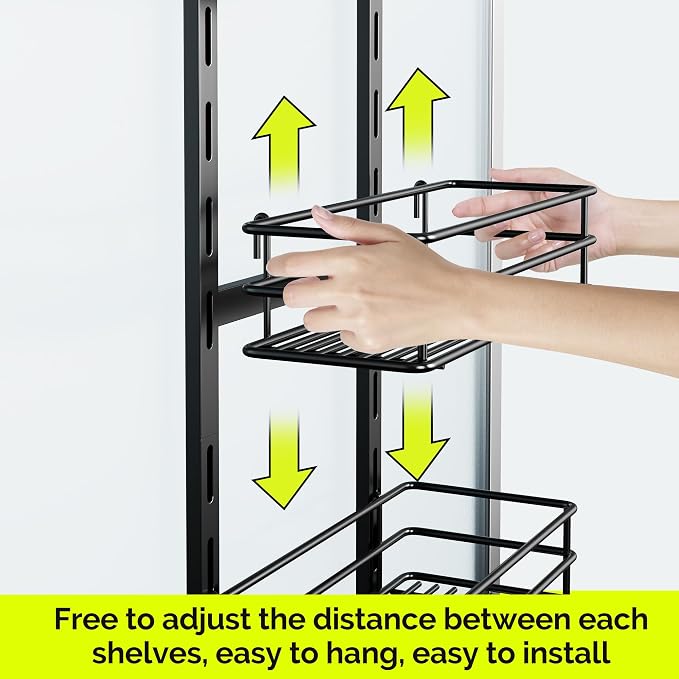 Orimade Over The Door Shower Caddy Adjustable 4 Tier Black, Bathroom Hanging - Image 2