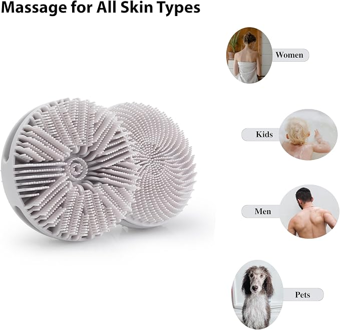 2 PC Silicone Exfoliating Body Scrubber, Silicone Body Shampoo Brush, Soft - Image 6