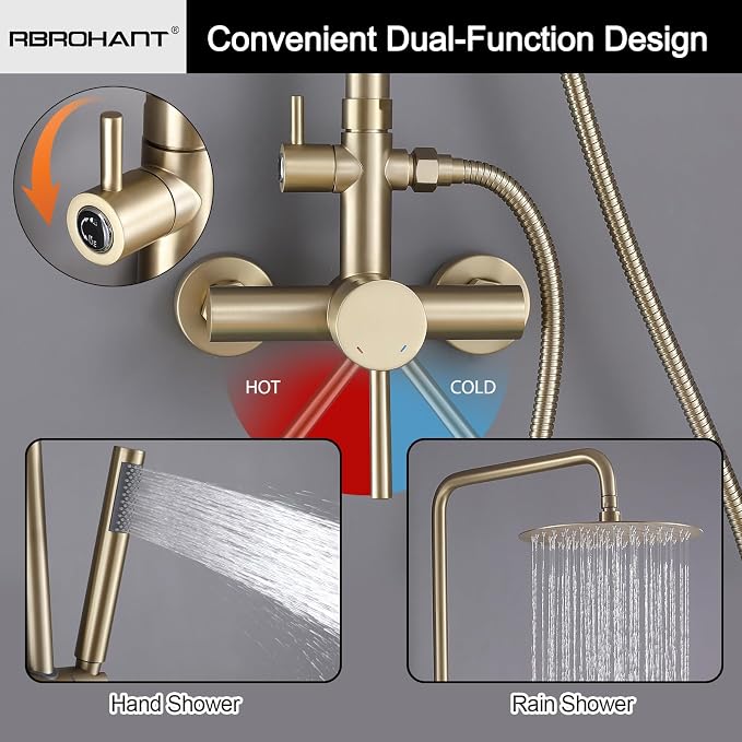 RBROHANT Outdoor Shower, Wall Mount Outdoor Shower Kit, Outside Shower Faucet - Image 4