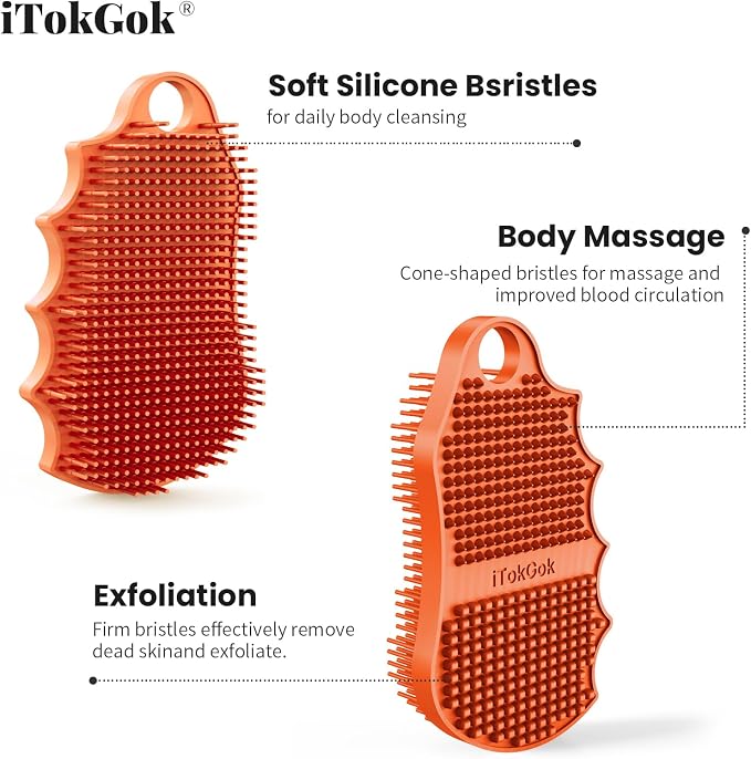 Silicone Body Scrubber Silver-Infused Dual-Sided 3-in-1 - Image 6