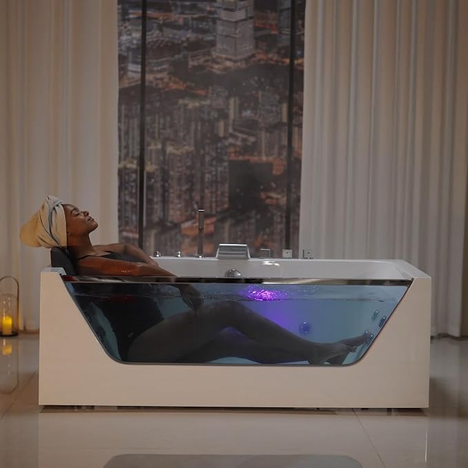 Empava 67 in. Acrylic Alcove Whirlpool Bathtub - Image 9