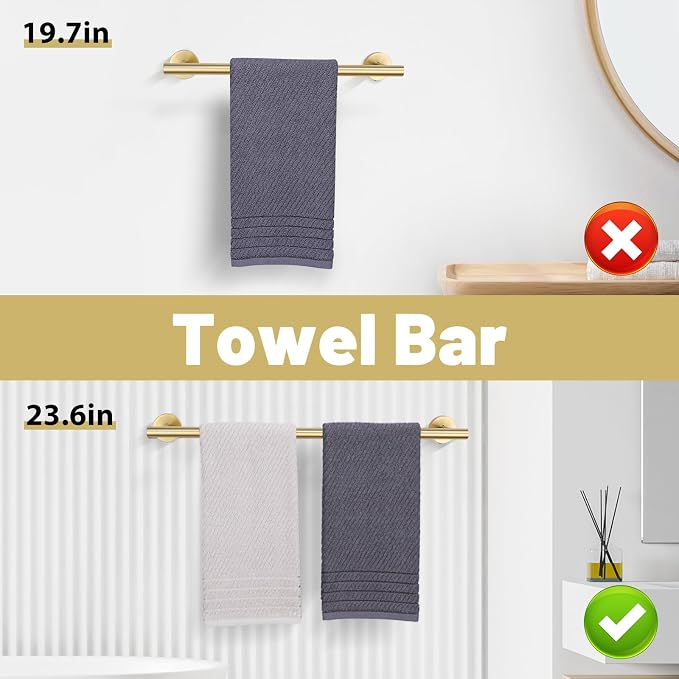 Brushed Gold Towel Bar Set 10 Pieces Bathroom Hardware Accessories Set Towel - Image 3