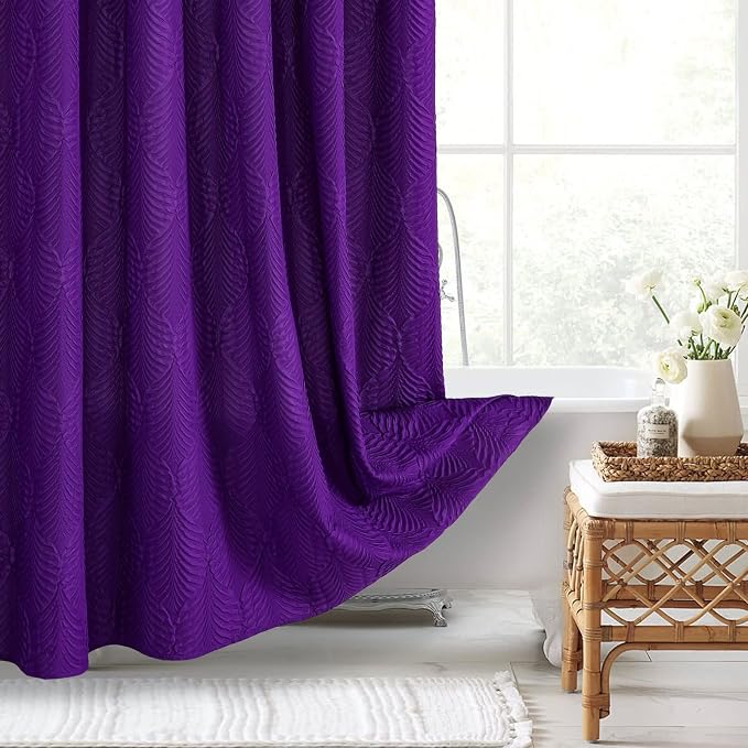 Gibelle Purple Shower Curtain for Bathroom, 3D Embossed Textured Fabric Shower - Image 5