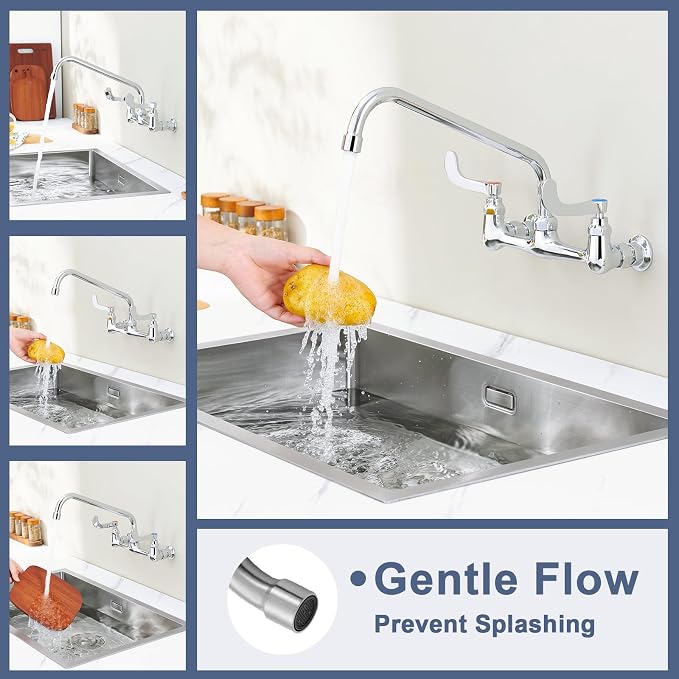 Wall Mount Commercial Sink Faucet Long Handles Wall Mounted Kitchen Faucet 8 - Image 4
