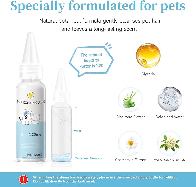 Pet Steam Brush for Dog & Cat – 3-in-1 Spray Hair Removal Comb for Shedding & - Image 6