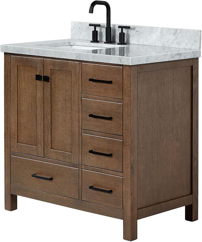 ARIEL Cambridge 37 Inch Single Rectangular Sink Bathroom Vanity - Image 4