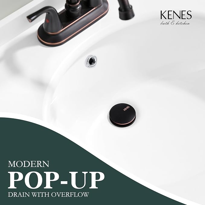 KENES Oil Rubbed Bronze Pop Up Bathroom Sink Drain - Image 2