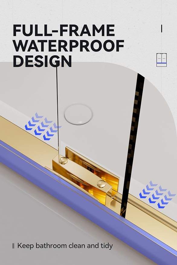 Bathtub Double Sliding Door 55-59 in, Semi-Frameless Double Sliding Tub Shower - Image 5