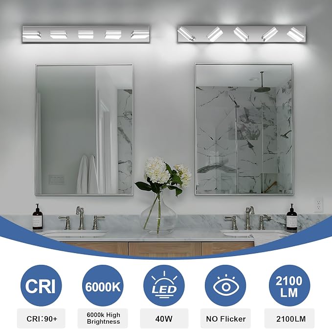 Modern LED Bathroom Lights Fixtures, Stainless Steel Chrome Acrylic Wall - Image 5