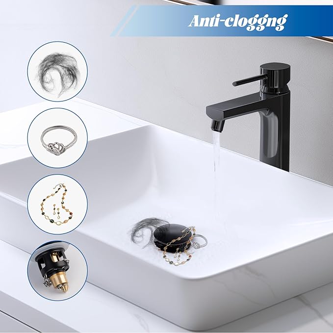 Hibbent 2 Pack All Metal Upgraded Bathroom Sink Stopper, Universal Pop Up Sink - Image 4