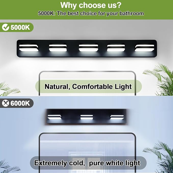 360° Rotate LED Dimmable Bathroom Vanity Light Fixtures, 2100LM Acrylic Matte - Image 4