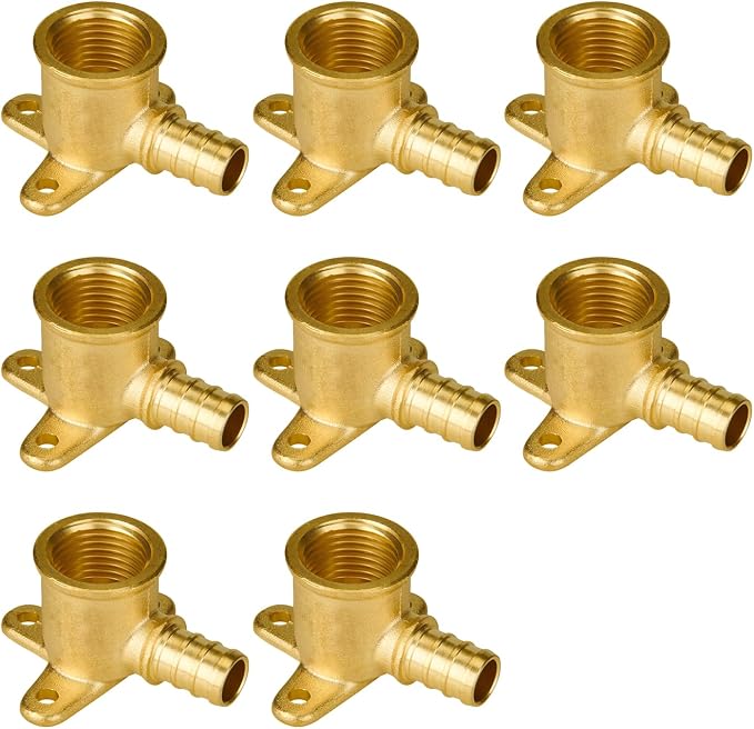 SUNGATOR 8-Pack Pex Drop Ear Elbow 1/2", No Lead Brass Fittings, UPC Certified by SUNGATOR