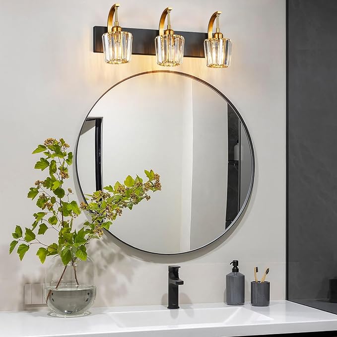 Modern Bathroom Vanity Light, 3-Light Black Gold Wall Sconce - Image 3