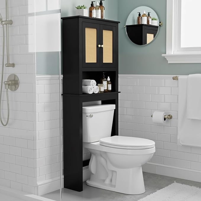 Over The Toilet Storage Cabinet, Behind Toilet Bathroom Organizer - Image 7