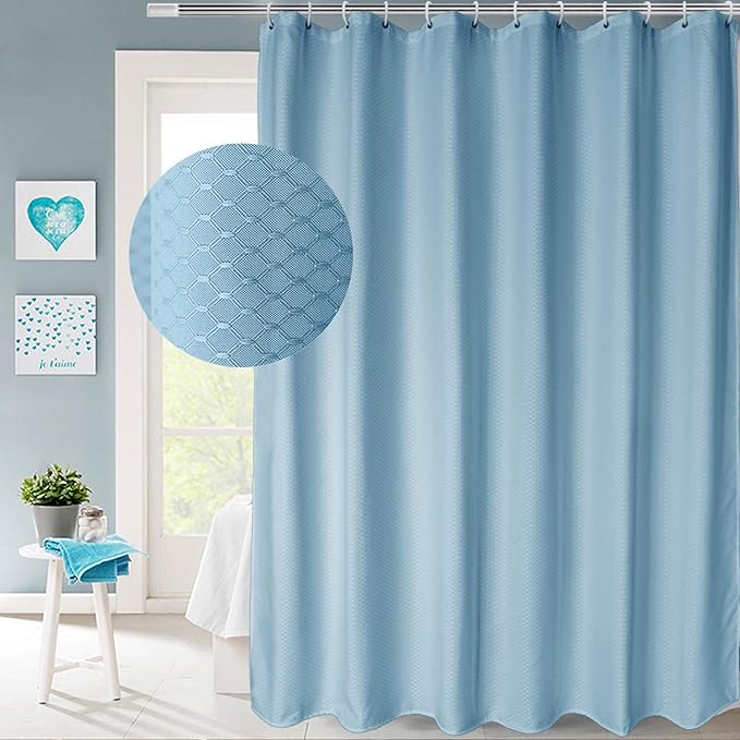 AooHome Extra Long 75 Inch Shower Curtain, Fabric Bathroom Curtain Waffle Weave by AooHome