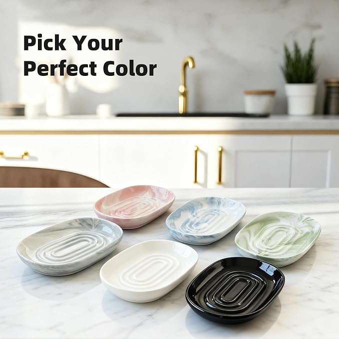 Ceramic Soap Dish for Bath Sink- Modern White Bar Soap Holder for Shower - Image 7