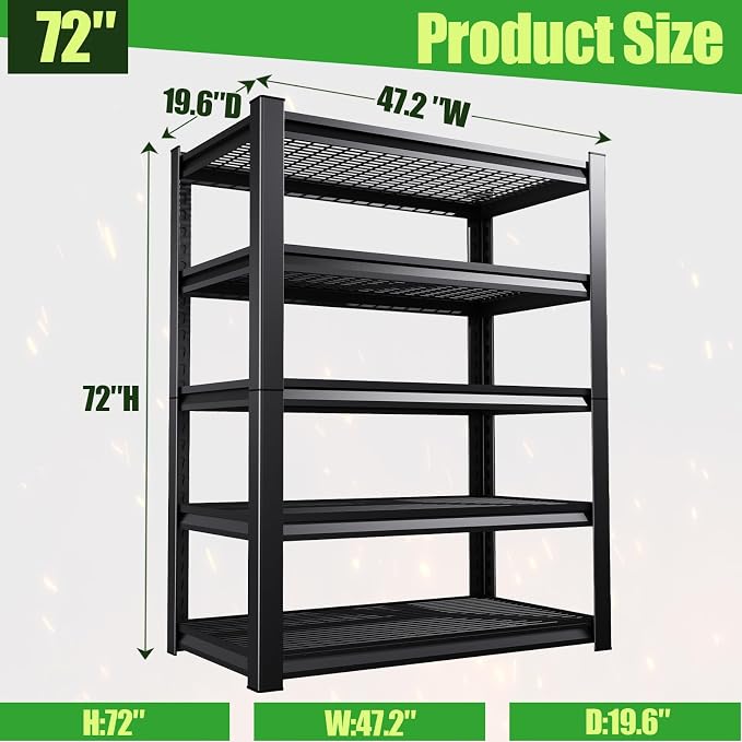 Garage Shelving, Heavy Duty Garage Storage Shelves, Metal Shelving Unit - Image 3