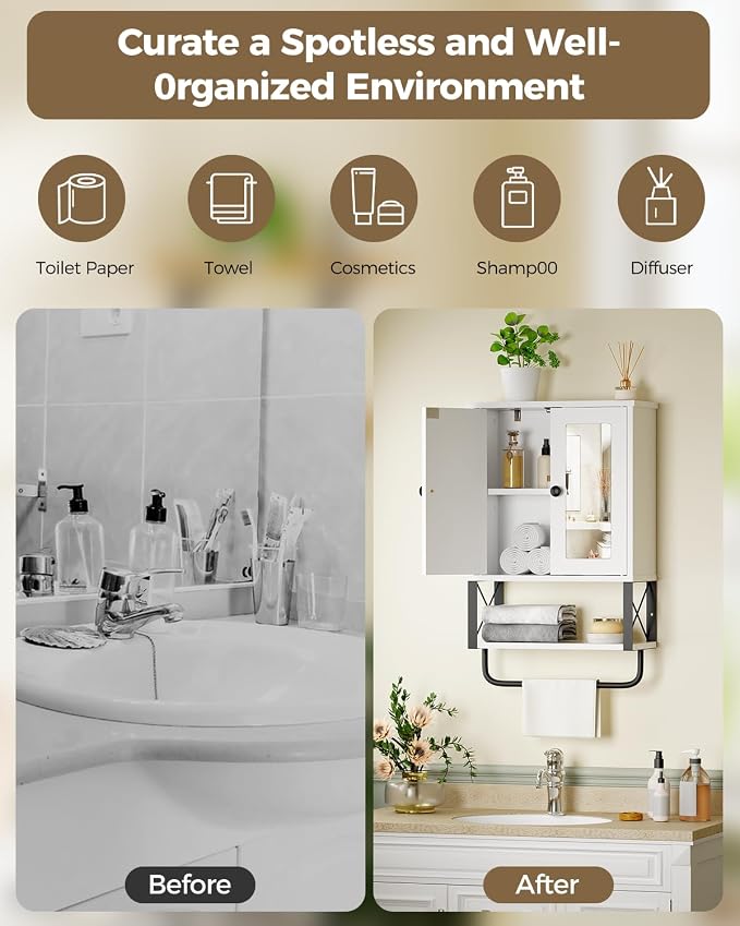 BEWISHOME Medicine Cabinet, Bathroom Wall Cabinet - Image 8
