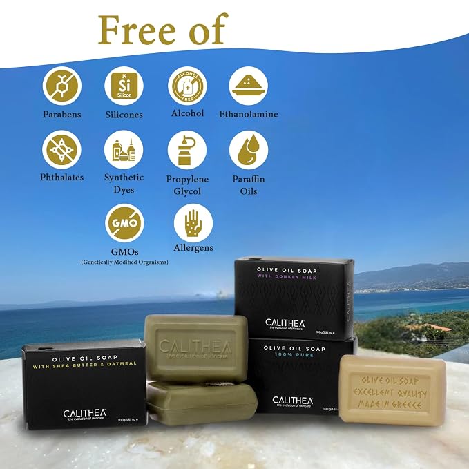 Calithea 3 Pack Olive Oil Based Soap Bars: 100% Pure Olive Oil Soap, Donkey Milk - Image 7