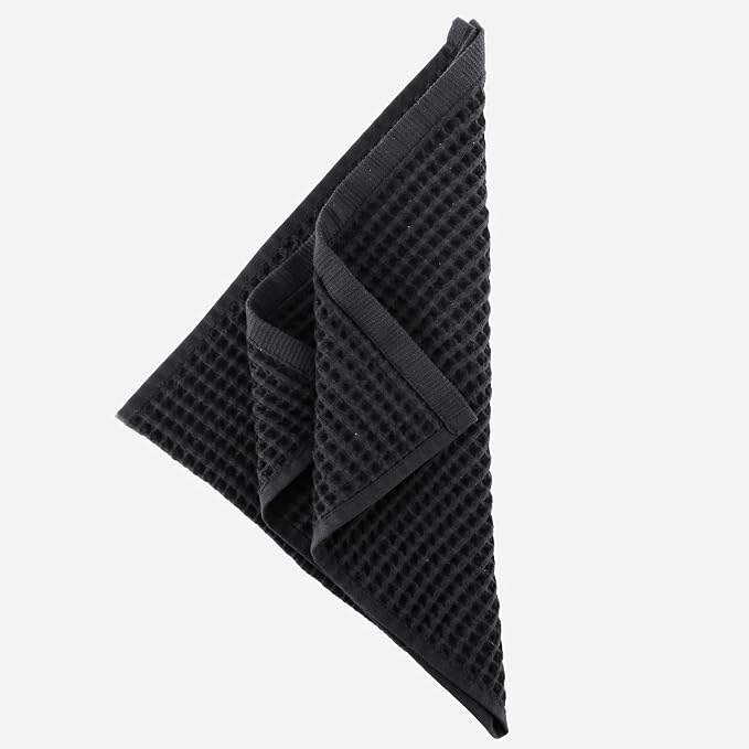 PÜSKÜL Organic Waffle Kitchen Towel 100% Turkish Cotton Set of 3 Dark Gray - Image 9