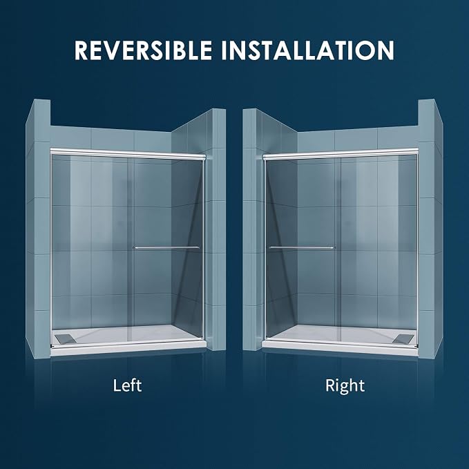 SUNNY SHOWER Doors Glass Sliding Semi-Frameless Shower Glass Door, 1/4" Clear - Image 3