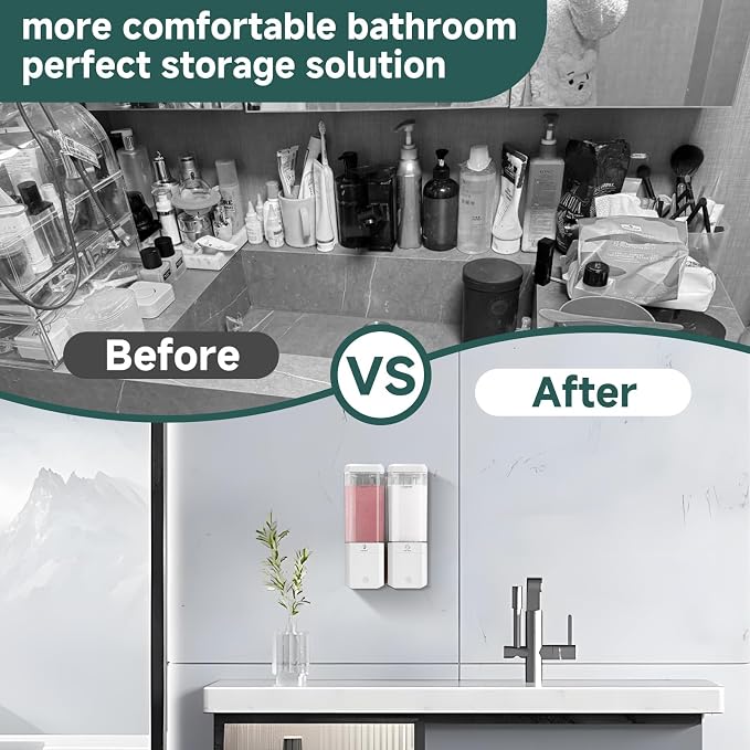Shampoo and Conditioner Dispenser 2 Chamber No Drill Shampoo Dispenser - Image 5