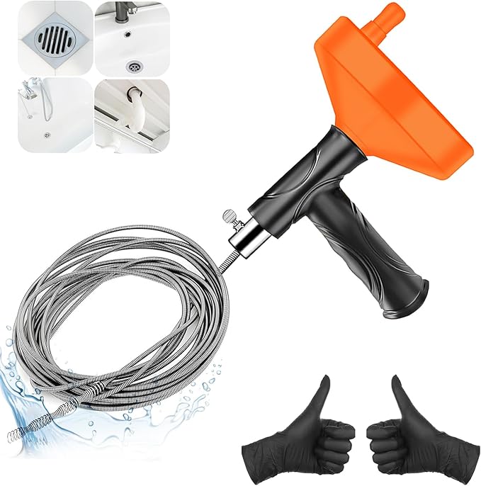 Drain Snake Auger 33 Feet, Plumbing Snake Drain Hair Clog Removal Tool by launary