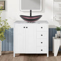 32" White Bathroom Vanity with Marble Texture Top and 4 Drawers, Modern by Solidee