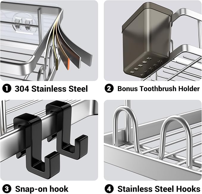 Corner Shower Caddy Shelf Rack: 2 Pack Adhesive Shower Organizer Essentials - Image 5