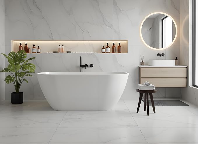 Freestanding Bathtubs 59 inch Acrylic Free Standing Soaking Tub, Luxury Soaking by GarveeLife