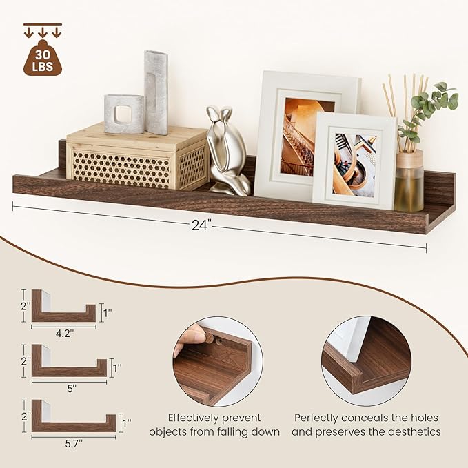 Heimlove Floating Shelves Set of 6, Display Shelf Organizer - Image 3