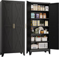 75" Tall Metal Kitchen Pantry Storage Cabinet, Freestanding Cupboard by Unknown