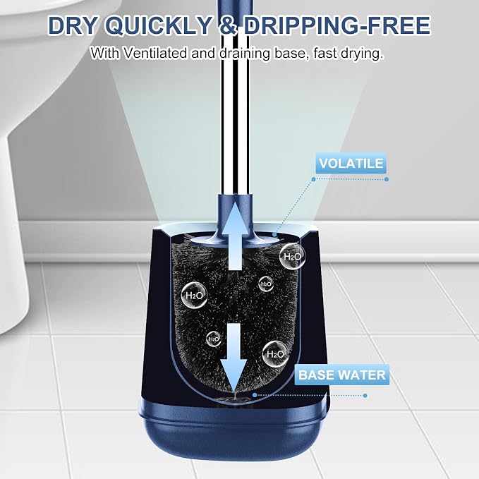 SetSail Toilet Brush and Holder 3 Pack, Self Closing Lid Toilet Bowl Brushes - Image 5