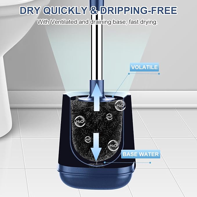 SetSail Toilet Brush and Holder, Self Closing Lid Toilet Bowl Brushes Holder - Image 5