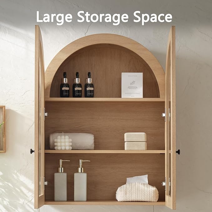 Bathroom Arched Wall Cabinet, 23.5'' Wide Medicine Cabinet, Bathroom Cabinet - Image 5