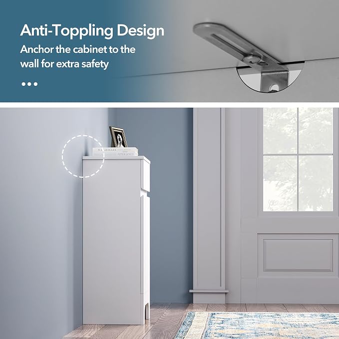 Small Bathroom Cabinet with Adjustable Shelves, Anti-Tip Design, 14.96" L x - Image 6