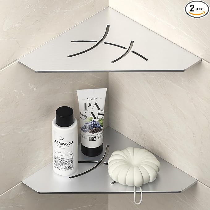 Corner Shower Shelf 10" Brushed 304 Stainless Steel Pentagonal Corner Shelves by Bernkot