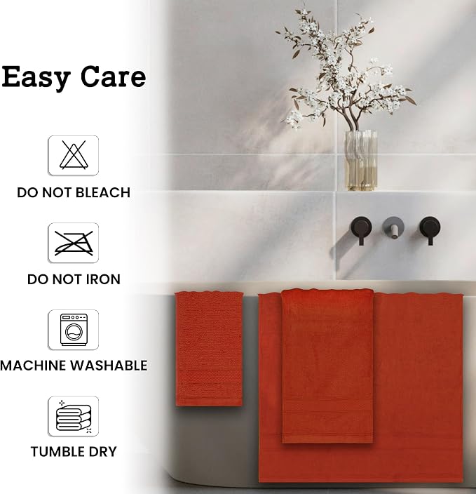 Casa Lino 4 Piece Bath Towel Set | 1 Bath Towel, 2 Wash Cloth, 1 Hand Towels | - Image 6