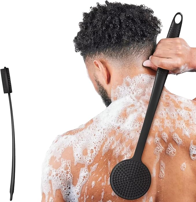 ARK Silicone Scrubber for Shower, 17 in Lengthened Long Handle Body Brush - Image 4