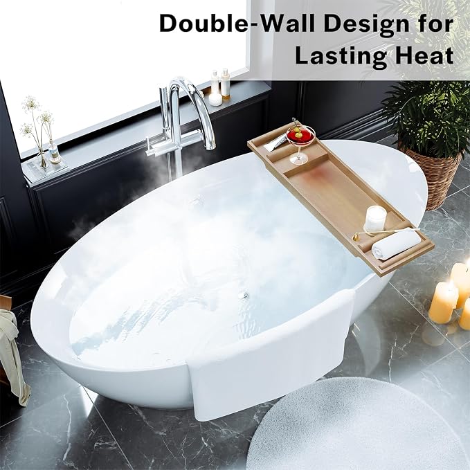 Empava Freestanding Bathtub, Non-Slip Flat Bottom, Glossy White, cUPC Certified - Image 7