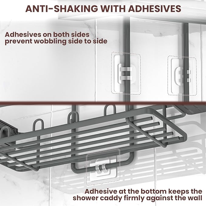 REINHARDT Shower Caddy Hanging, Rustproof Bathroom Caddy Anti-Swing Shower - Image 7