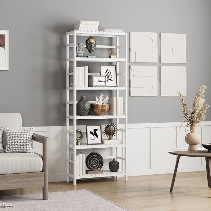 Bamjoy Bamboo Shelf, 6 Tier Bookcase Storage Shelves, Tall Book Rack Shelving - Image 2