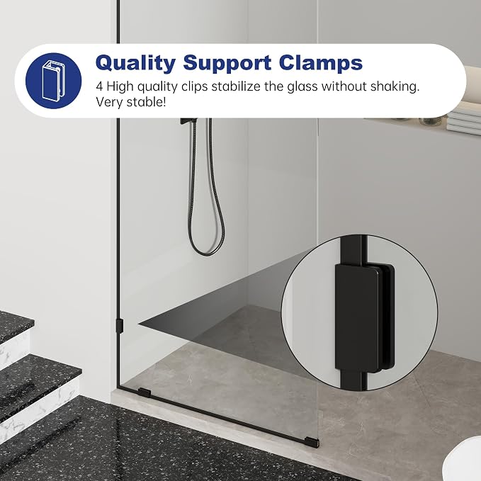 Frameless Fixed Shower Screen 34" W × 74" H, Shower Glass Panel, 5/16" SGCC - Image 3